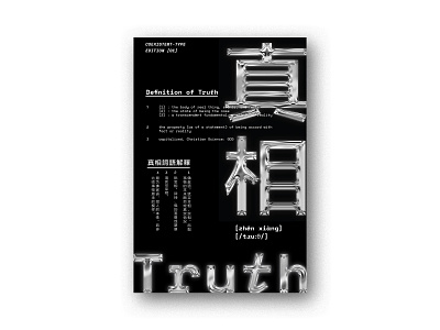 Truth | 真相 blackandwhite chinese chrome liquids metal poster type typedesign typography