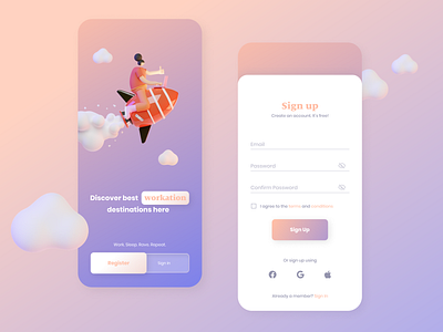 Daily UI #01: Sign Up 3d app art direction dailyui dailyui001 graphic design sign up ui ui ux uidesign uxdesign