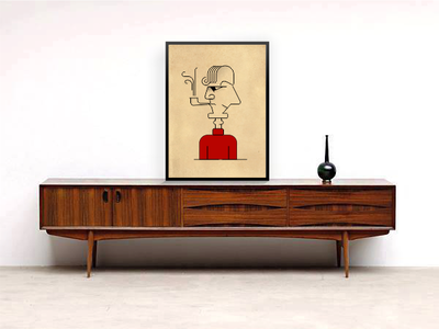 'Duality portrait' on MidCentury modern furniture art artwork avantgarde design digitalgraphic furniture graphicdesign illustration interior design lineart portrait suprematism vector
