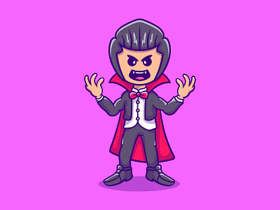 Cute scary halloween vampire dracula