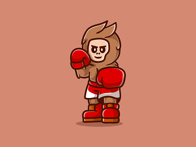 Cute boxing bigfoot illustration