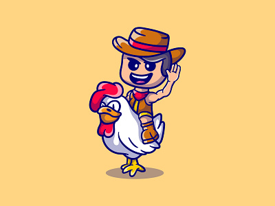Thanksgiving cowboy riding a chicken cartoon cartoonist celebrate character chicken cowboy design holiday illustration mascot thanksgiving turkey