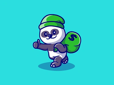 Cute money thief panda illustration bear buglar cartoon character criminal illustration logo mascot money monster panda panda thief rob robber robbery thief