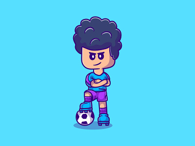 Cute boy playing soccer illustration boy branding cartoon character design football illustration logo mascot player playing soccer sport vector