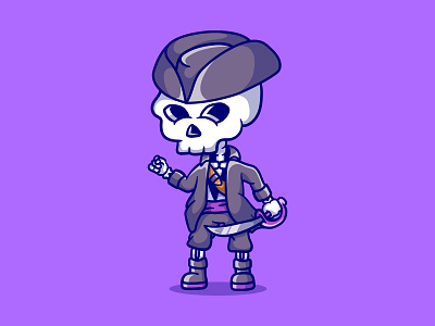 Cute skeleton pirate with sword