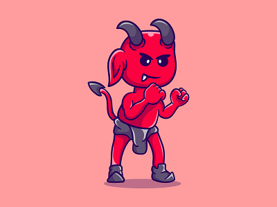 Cute baby devil illustration wants to fight avatar baby devil branding cartoon character cute demon design devil flat game gamecharacter halloween illustration logo mascot monster scary vector
