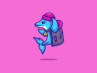 Cute dolphin rapper illustration