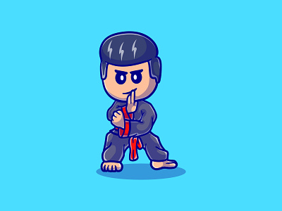 Cute kid martial arts illustration