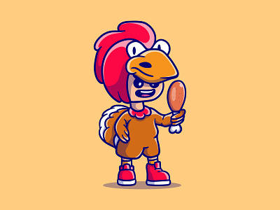 Cute boy wearing chicken costume