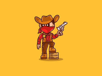 Cool cowboy illustration cartoon character character design cowboy cute designflat design flat illustration illustrator mascot vector