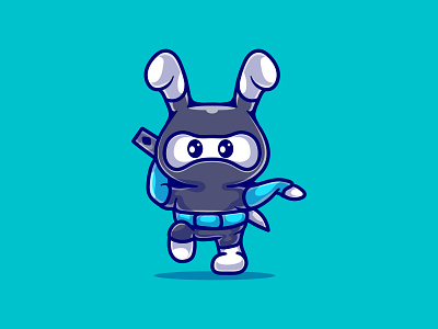 Bunny ninja illustration bunny cartoon character character design design draw drawing flat flat design illustration mascot ninja rabbit shinobi