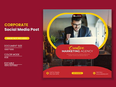 Corporate social media post banner digital marketing agency graphic design social social media post web banner
