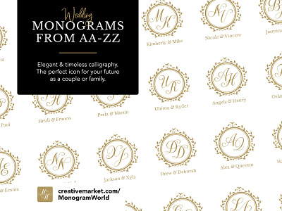 Wedding monograms from AA-ZZ