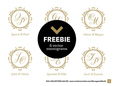 Free: Wedding monogram logo template collection Free Vector 