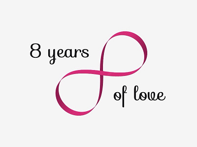 8 years of love 8 eight endless infinity love minimal ribbon simple typography