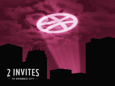 2 dribbble invites batman city contest dribbble gotham invite night pink skyline spotlight