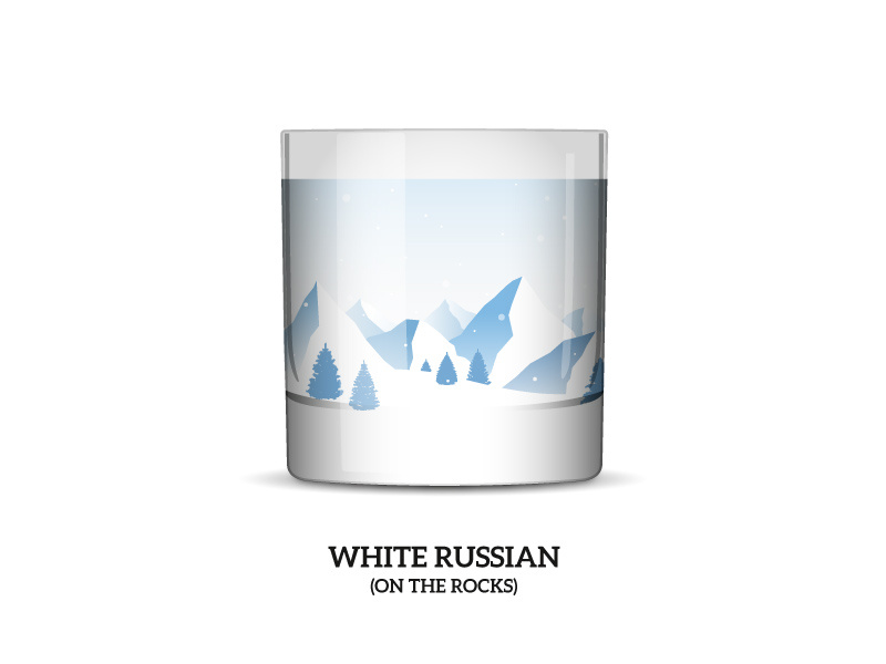 Nature Cocktail 6: «White Russian (on the rocks)» drink cold milk ice snow mountains winter sip longdrink shot cocktail nature