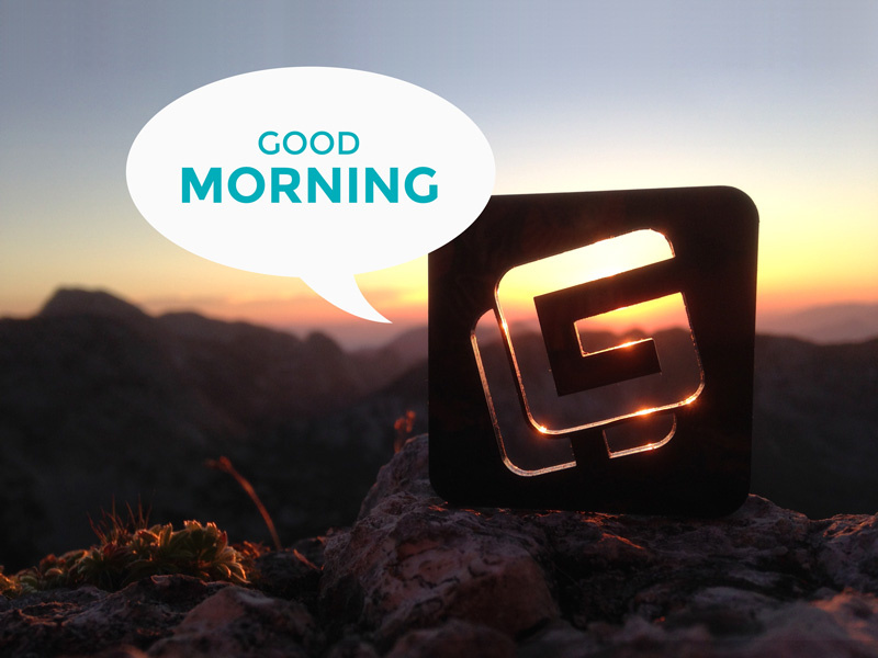 Good morning sun rise mountains logo self branding outside