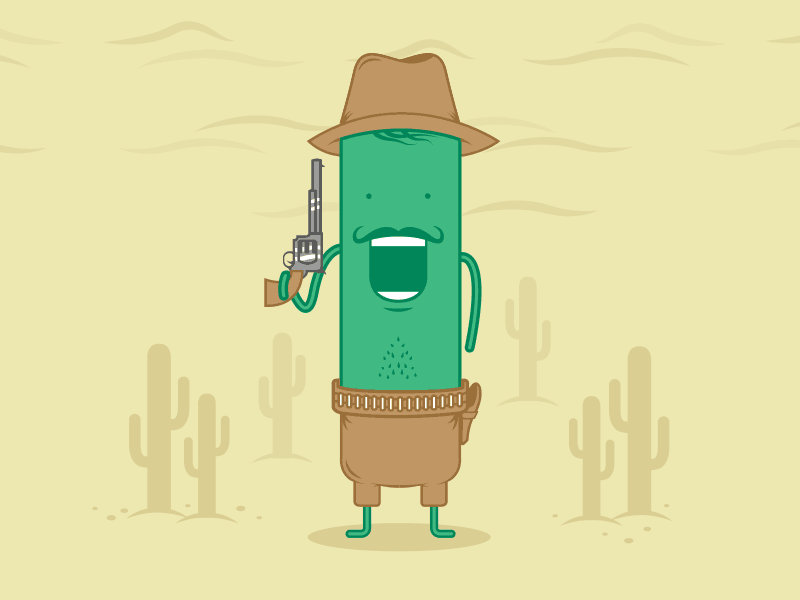 The Wild West animation cactus illustration revolver west wild