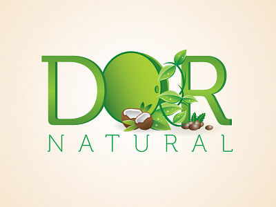 DOR Natural Logo coconut design health illustration leaves logo mint natural vector