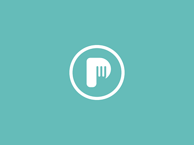 pickles app design food fork letter logo negative space