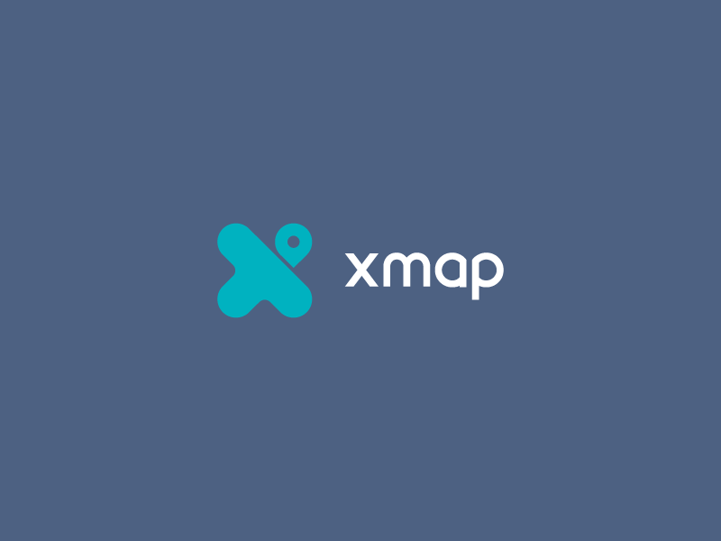 X map fold pin map letter x design logo