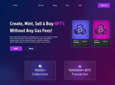 NFT Market Place Landing Page graphic design landing page ui ux website