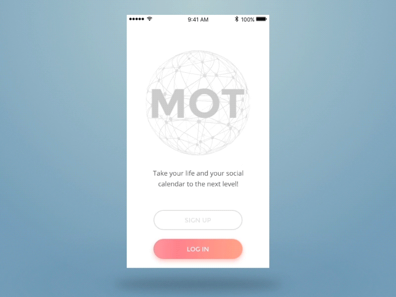 M.O.T. Sign Up animation app authorization confirmation log in mobile mobile app motion sign up welcome