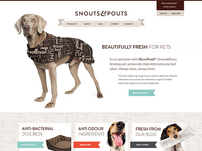 Snouts & Pouts clean design dogs pets vintage web