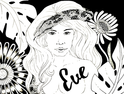 Eve animals drawing flower graphic design illustration people
