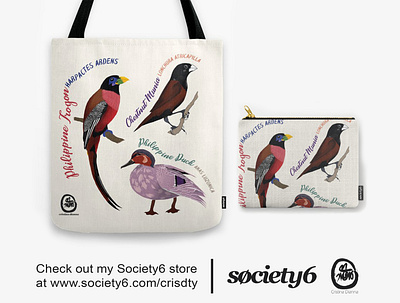 Bird Series 1 animals birds design drawing graphic design illustration philippine birds pouch tote bags wildlife