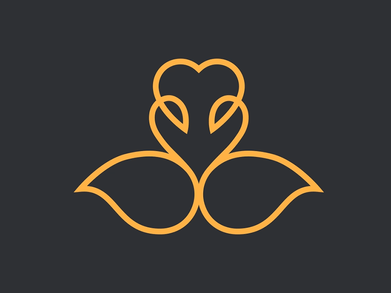 Swan Love animal dating heart icon logo love partner romance shape swan symbol