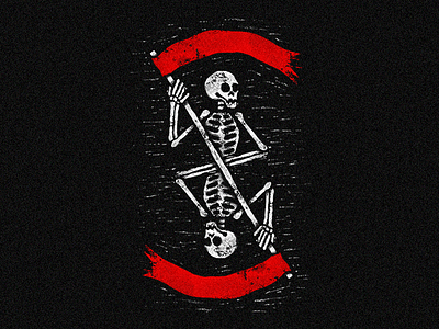 Deadwork 💀 death flag grunge linocut punk skeleton skull stamp symetry trash