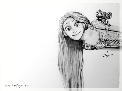 Rapunzel & Pascal - Pencil Sketch