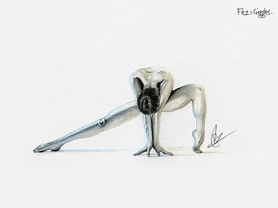 Nude yoga girl - pencil sketch drawing sketch yoga yogi