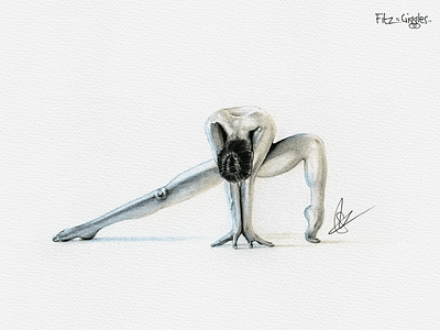 Nude yoga girl - pencil sketch