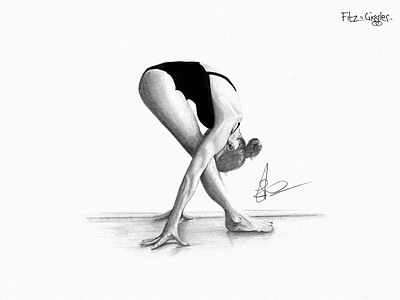 Yoga girl - pencil sketch drawing sketch yoga
