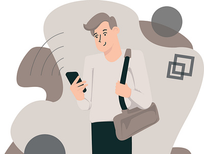 A Man using Phone flat-illustration art design flat flat character illustration man new phone