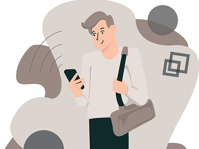 A Man using Phone flat-illustration