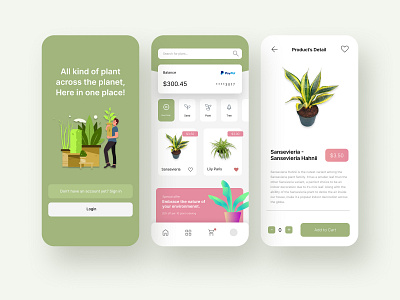 Plantaria Mobile App - UI for Nature Styled E-Commerce