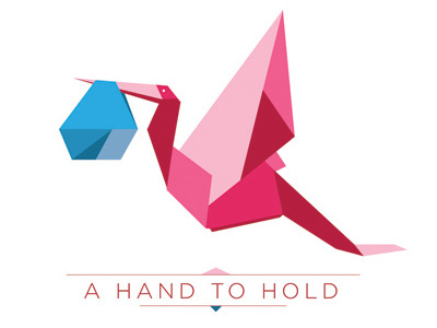 A Hand To Hold logo bird branding identity logo origami stork