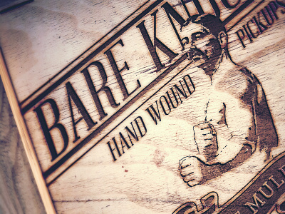 Bare Knuckle Hand Wound Pickups Redesign bare knuckle bare knuckle hand wound pickups box guitar guitar pickups hand wound illustration laser cut packaging typography wood