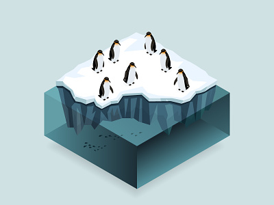 Penguins on ice 3d antarctic cold ice isometric low poly nature ocean penguin sea vector water