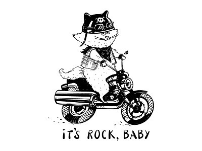 Funny cat cartoon cat character motorcycle t shirt design vector