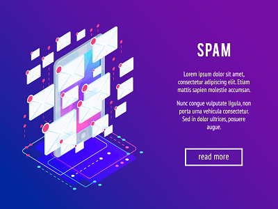 Spam. Isometric concept. 3d concept design flat internet isometric media message smartphone spam technology vector