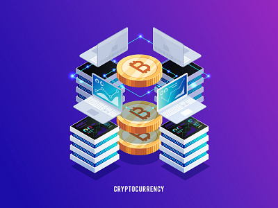 Isometric concept cryptocurrency