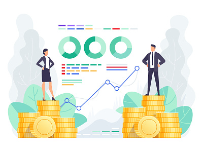 Earnings. Business concept in a flat style. business concept design earnings flat money style vector web