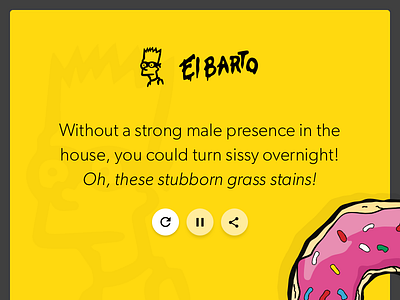El Barto audio player bart simpson cartoon donut gibson phrase text the simpsons ui web ui website yellow