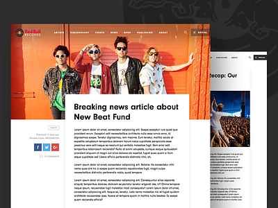 Article Page article colourful entertainment music red bull records ui unique ux video