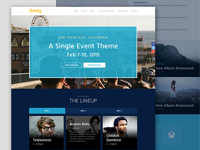 Shindig - Single Event Theme concert event homepage index landing template theme ui web website